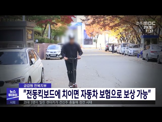 ''전동킥보드에 치이면 자동차 보험으로 보상 가능''