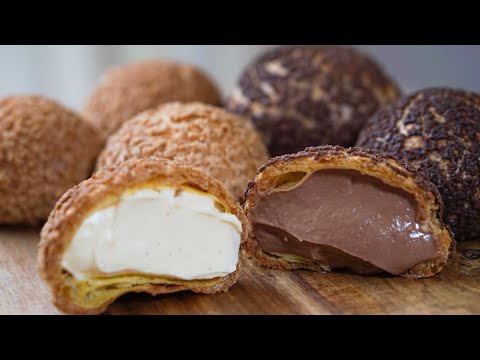 Cream puffs / 2 kinds of choux au craquelin recipes