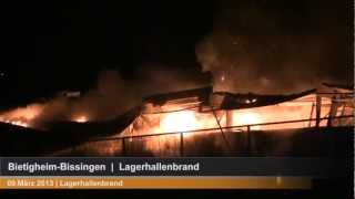 preview picture of video 'Lagerhalle einer Firma brennt in voller Ausdehnung - Bietigheim-Bissingen 09.03.2013'