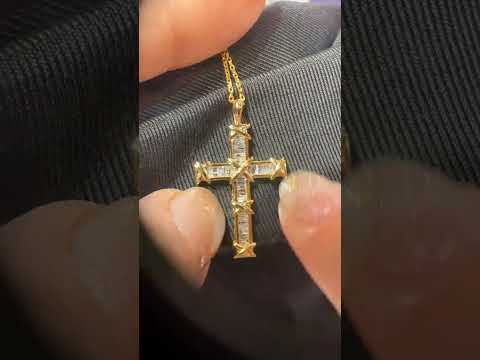 0.4CT Natural Diamond Cross Necklace K18YG 2.3g #luxury jewelry #shopshops