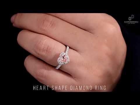 1.40 TW Heart Shape Pink Lab Grown Diamond Engagement Ring, Fancy Intense Pink Diamond Wedding Ring