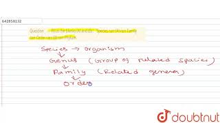 Fill in the blanks (A) and (B) : `Species rarr (A) rarr Family rarr Ord |Class 11 Biology | Doubtnut