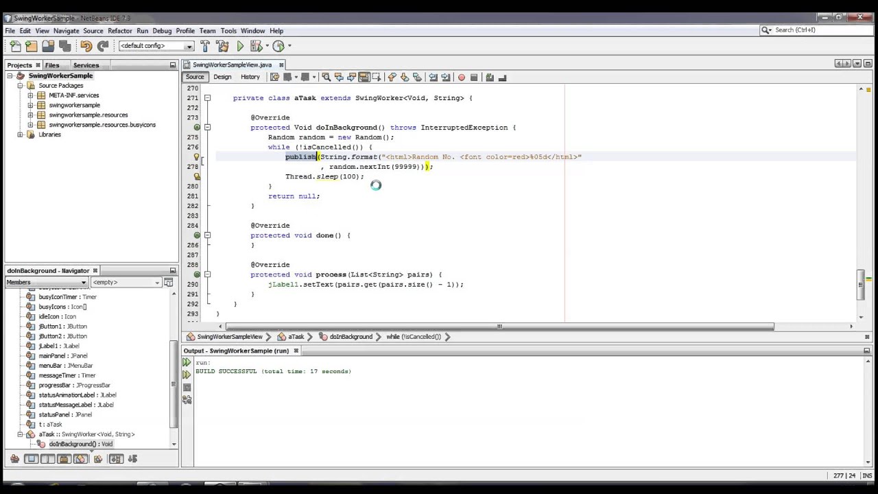 Demo using SwingWorker (Thread) in Java Swing Application