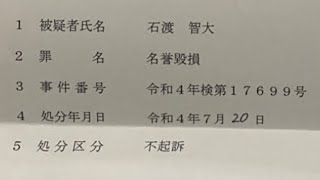 選挙ウォッチャーちだい　こと　石渡智大容疑者に前歴があった！　名誉毀損ばかりしているので警察の動きが早い！