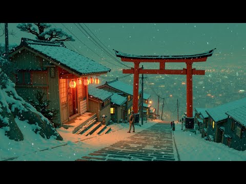 Japanese Lofi Winter ❄️ Retro Snowfall Ambience & Chill Hip Hop Beats 🎶 Study Relax