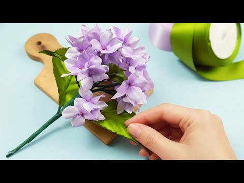 DIY ribbon flowers/Easy Satin Ribbon HYDRANGEA Flower Craft with simple tricks🤓