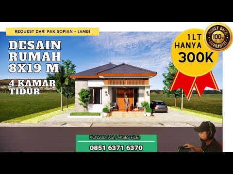 Desain Rumah Etnik Minimalis 8x19 M (1 Lantai). Request dari Pak Sopian di Jambi