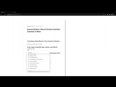 Create a Master Content Calendar using Tags and Links in Mem
