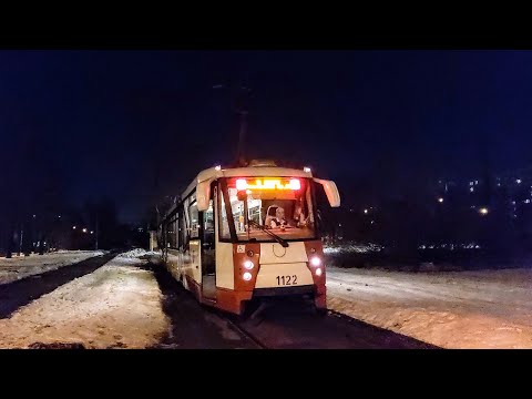 Трамвай, маршрут №25 в парк (от к/ст пр. Юрия Гагарина) ЛВС-2005 б.1122 (05.04.2023) Санкт-Петербург