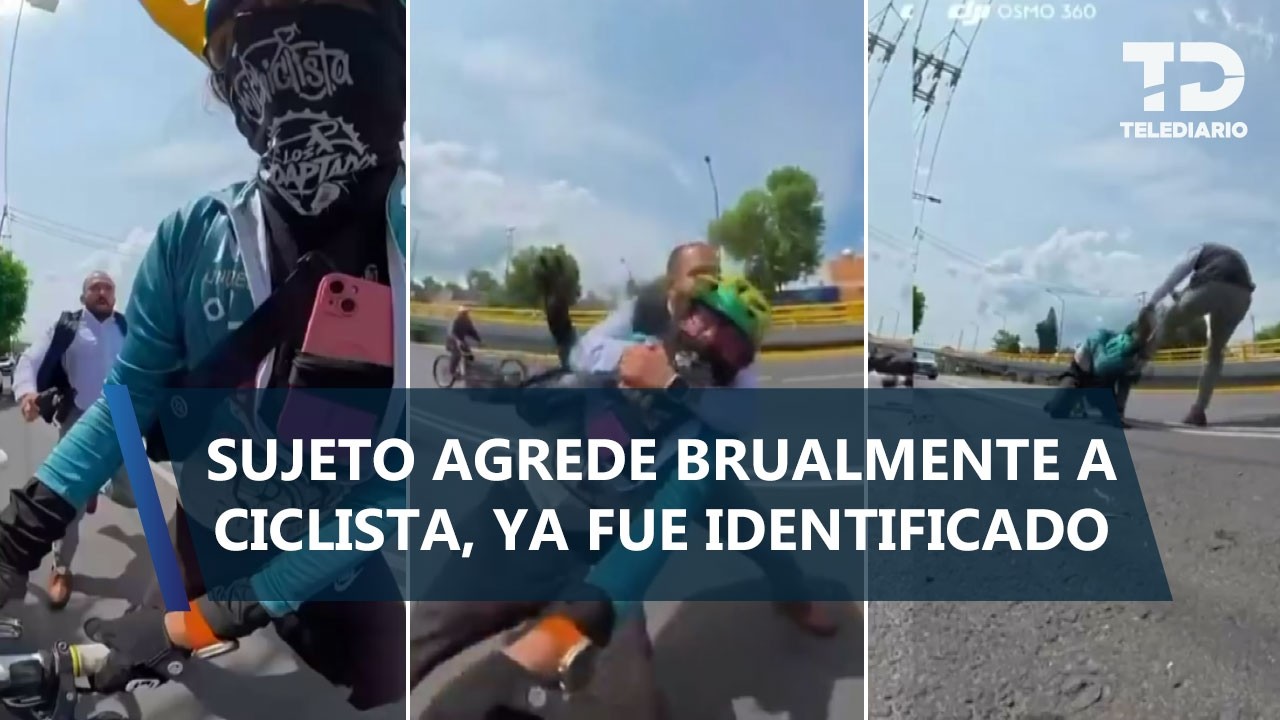 ¡Lo agarró a patadas! Captan a conductor golpeando a ciclista en Calzada de Acoxpa