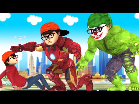 Bad Nick transform Iron Man vs NickHulk Joker saves Dad Nick - Scary Teacher 3D Fun Animation