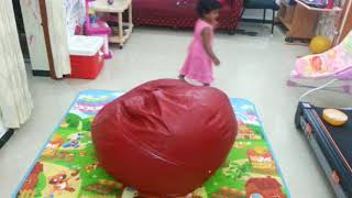 Lia Playing and Jumping on Bean bag | Toddler Playing with Bean bag | Bean Bag Games and Activities