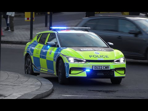 New BTP all electric police car responding with lights and sirens!