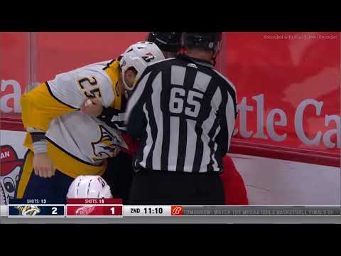 NHL Fight - Predators @ Red Wings - Olivier vs Erne - 08 04 2021