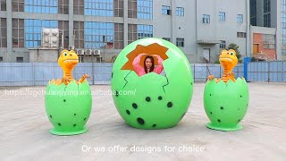 Outdoor Fiberglass Dinosaur Baby and Dinosaur Egg Docorations