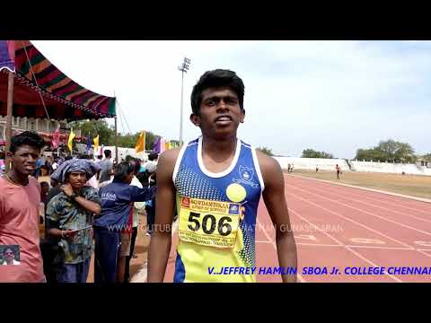 JEFFREY HAMLIN  V OF SBOA CHENNAI WINS BOY'S U16 100m FINAL AT SCHOOL INDIA CUP STATE SPORTS-2018