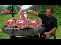 Grilling GIANT Ossobuco Steaks Over a Wild Smokeless Fire Pit!