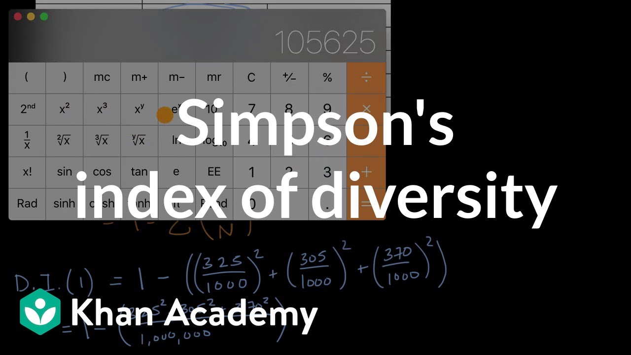 Simpson's index of diversity | Ecology | AP Biology | Khan Academy