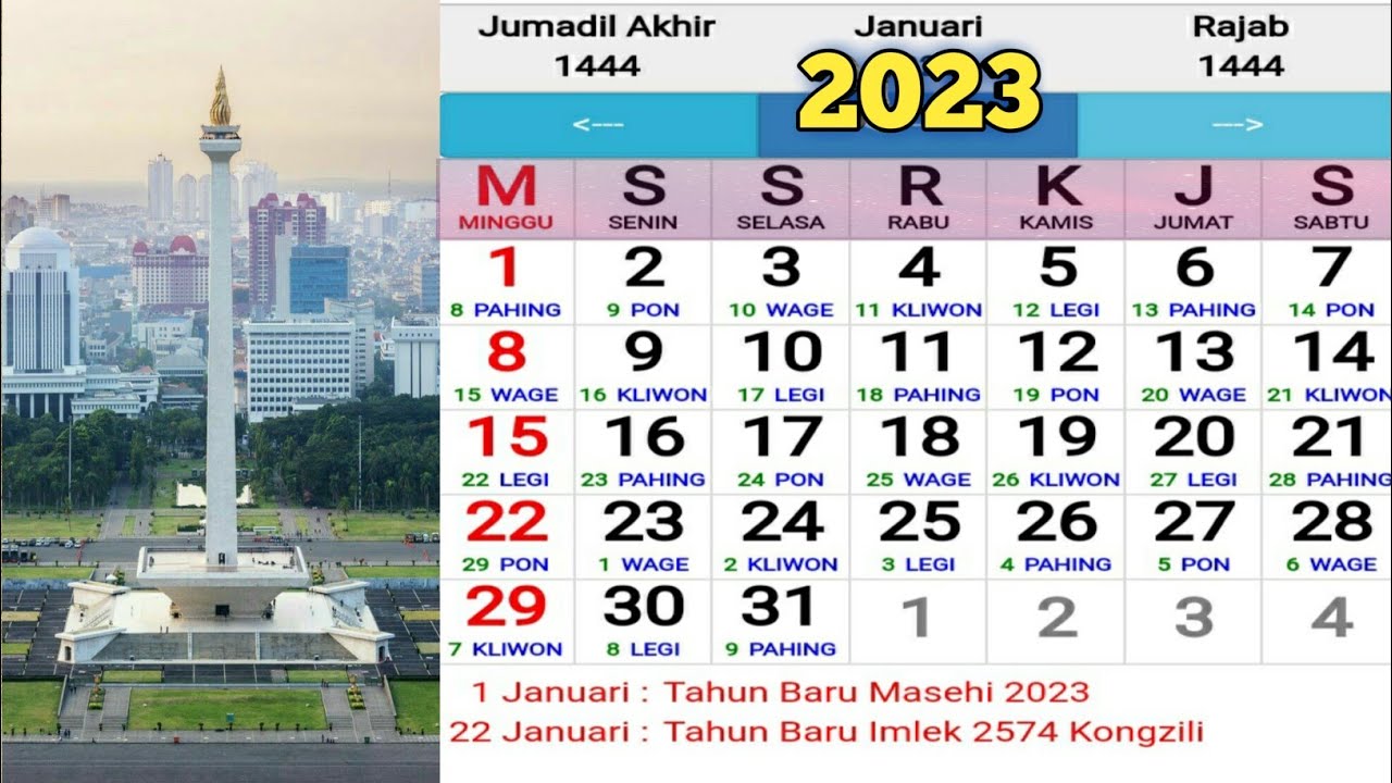 KALENDER 2023 Lengkap Dengan Libur Gambar KOTA INDONESIA