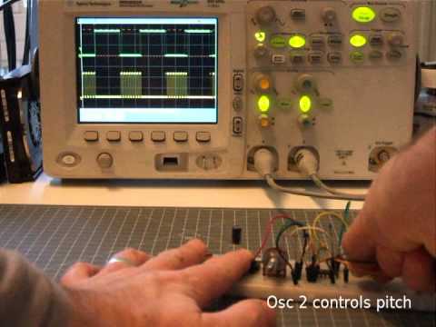 40106 sync oscillator demo with scope
