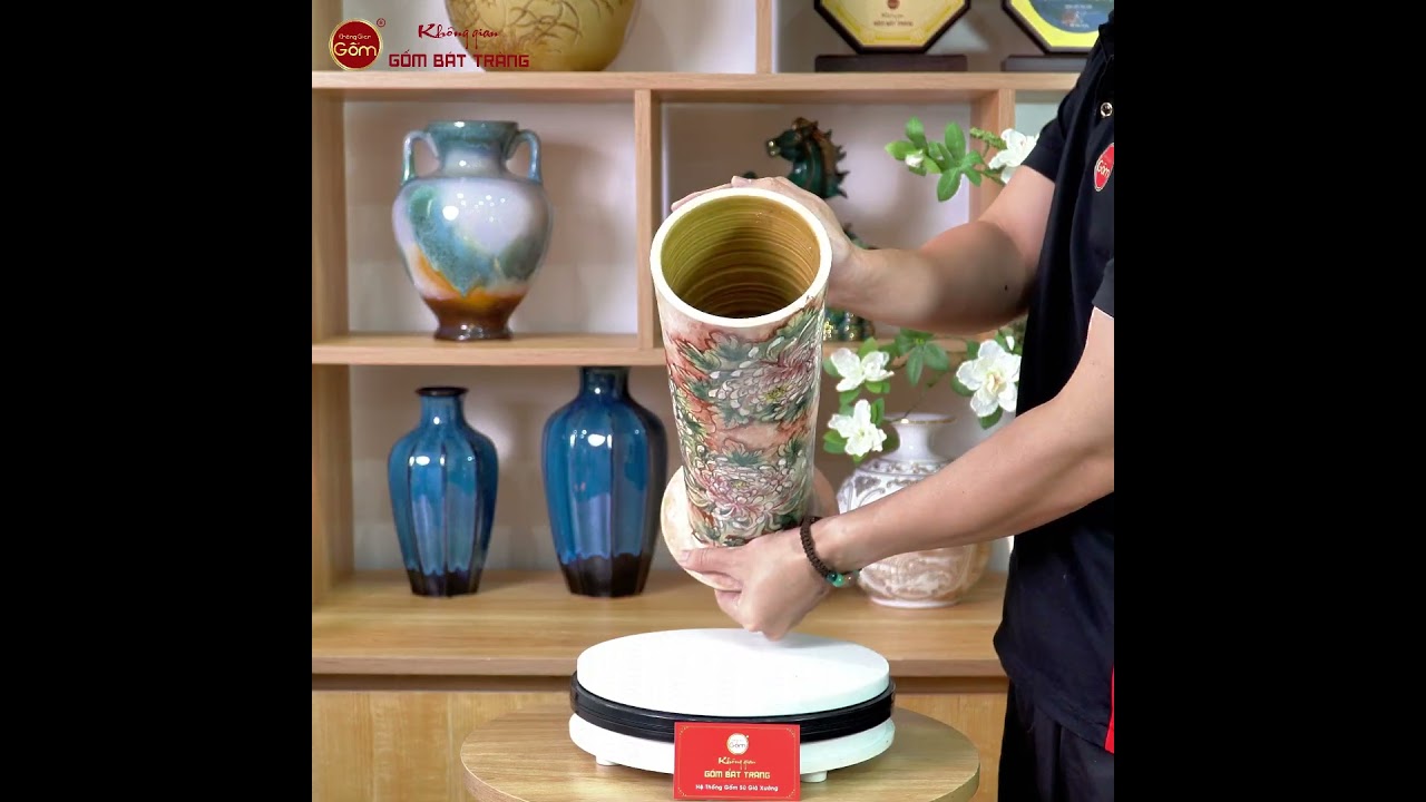Lọ Hoa Vuốt Dáng Ống Vẽ Hoa