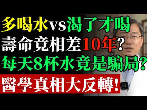 多喝水vs渴了才喝，壽命竟相差10年？醫生揭秘：每天8杯水根本是騙局！原來這麼多年都喝錯了！#康醫師 #科學喝水 #水中毒 #急性低血鈉症 #腦水腫 #腎衰竭 #心肌梗塞 #喝水時間 #預防中風