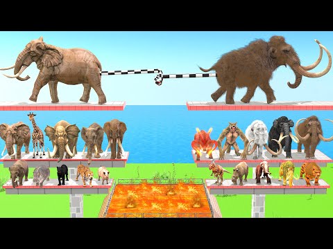 Tug of War Prehistoric Mammals VS Modern Mammals Animal Revolt Battle Simulator