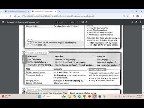 Destination B1: Present simple; Present continuous; Stative verbs (Unit 1).
