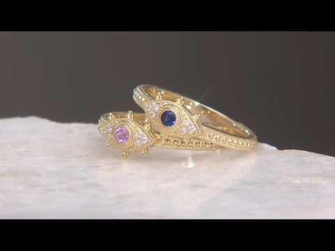 Judith Ripka 14 Karat Gold Saphir & Diamant Böser Blick Ring auf QVC