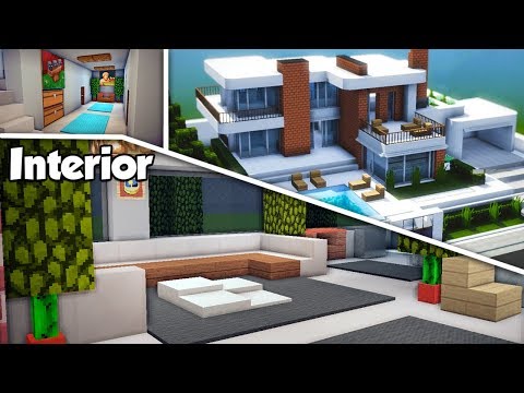 Minecraft: Large Modern House (#15) Interior Tutorial - How to Build a House in Minecraft