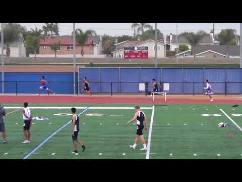 VarB 300m Hurdles vs Servite & Rosary 3-7-18 - Los Alamitos Boys