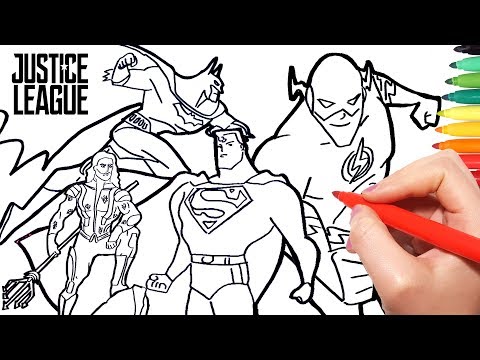 Justice League Coloring Pages | How to Draw Superman Batman Flash and Aquaman for Kids