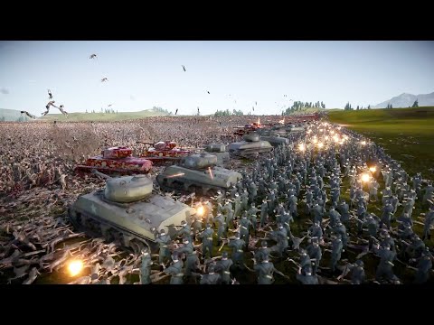 5 Million Zombies Vs WW2 500 Sherman Tank and 10000 German soldiers Epic Battle Simulator 2