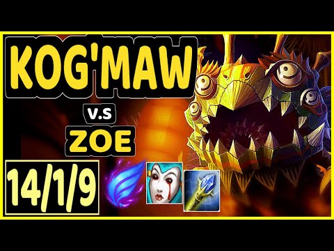 XIOH (KOG'MAW) vs ZOE - 14/1/9 KDA MID GAMEPLAY - EUW Ranked GRANDMASTER