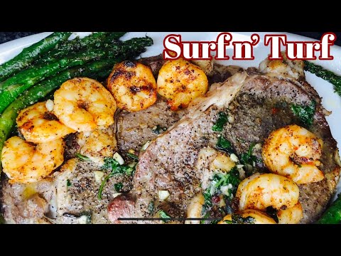 Garlic Butter Steak And Shrimp SURF AND TURF Recipe!