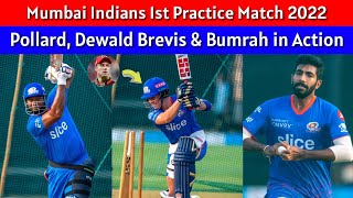Mumbai Indians Practice Match 2022 | Kieron Pollard, Dewald Brevis (Baby AB), Jasprit Bumrah