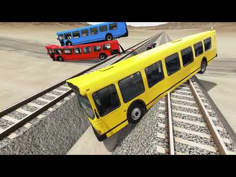 Impossible Weird Wave Rail Tracks Vs Trains Crossing - BeamNG.Drive