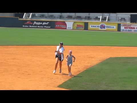 Lauren Alaina and Lily Anderson running bases