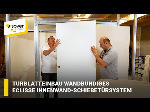 Door leaf installation flush with the wall ECLISSE interior wall sliding door system ✔ ISOVER liv...
