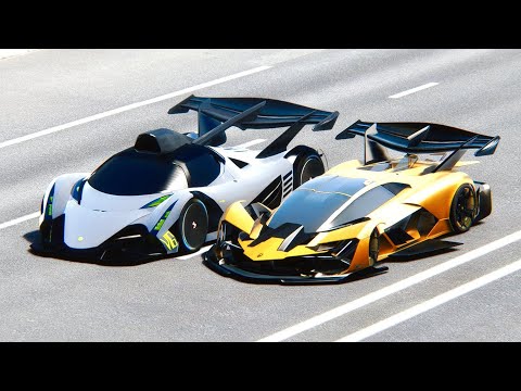 Lamborghini Terzo Millennio GTR Concept vs Devel Sixteen GTR at Drag Race 20 KM