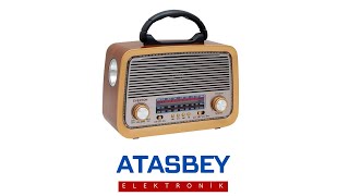 ATAŞBEY - RT-301 | Nostaljik Bluetooth Radyo & Müzik Kutusu | USB-SD-F