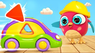 Hop Hop plays with the sorter car for kids. A garage for toy cars for kids. Baby cartoons for kids.