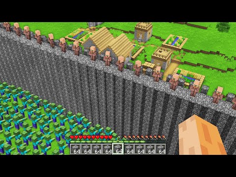 Why Villager Build this TALLEST BEDROCK WALL in My Minecraft Village ?? Secret Giant Bedrock Base !!