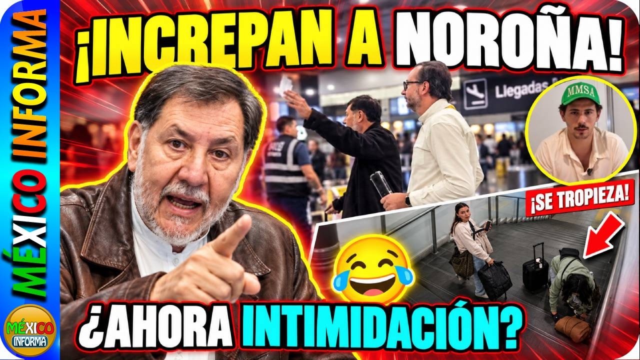INCREPAN A NOROÑA. LE GRITARON EN EL AEROPUERTO. SALEN VIDEOS. CHICA SE TROPIEZA EN PLENAS ESCALERAS