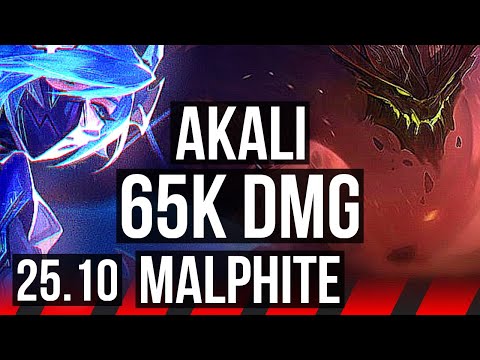 AKALI vs MALPHITE (TOP) | 65k DMG, 1400+ games, Legendary, 23/5/9 | NA Master | 25.10