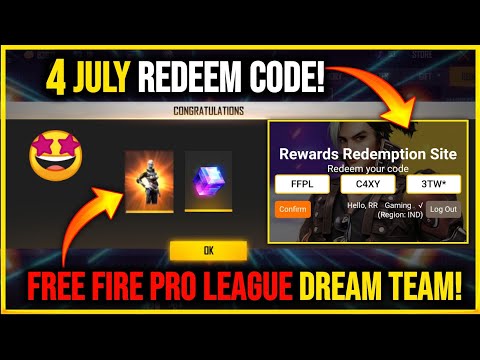 FREE FIRE PRO LEAGUE DREAM TEAM DAY 4 REDEEM CODE 4th JULY