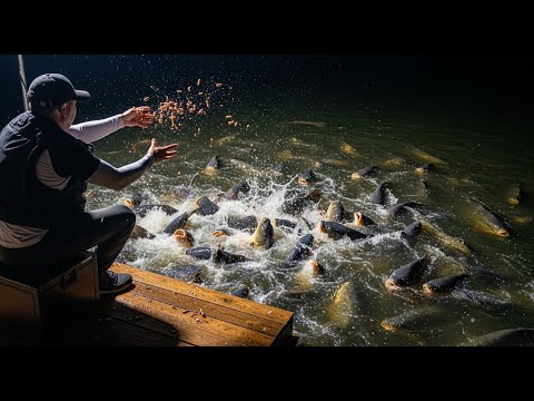 INSANE FEEDING FRENZY!! 😱🔥 Hundreds of Giant Fish Attack the Bait!