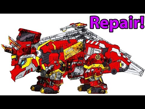 Repair! Dino Robot #5: Triceratops (4 Color Armors) | Eftsei Gaming