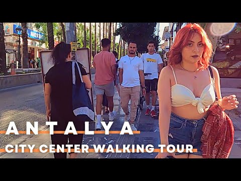 Antalya 2022 Walking Tour Around City Center | 4K UHD 60 FPS | Restaurants&Cafes | 6 July 2022