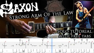 Saxon - Strong Arm Of the Law guitar solo lesson (with tablatures and backing tracks)